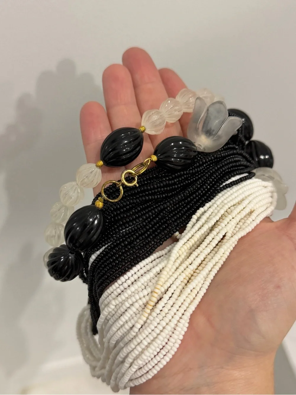 Black and White Beaded Statement Necklace